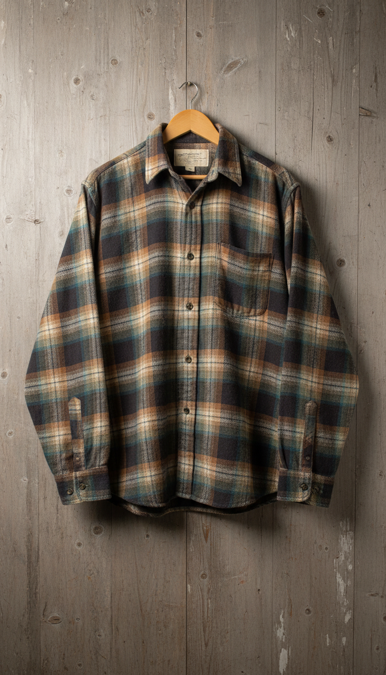 Vintage Flannel Shirt With Archival Label
