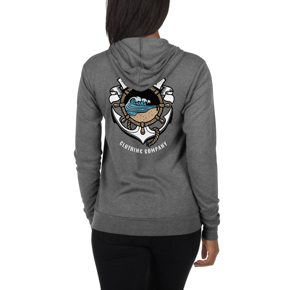 Anchors Away unisex zip hoodie